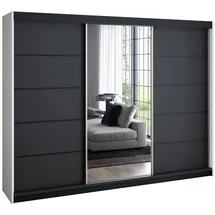 A&J MöbelLand Schiebetürenschrank 200 cm 215 x 215 x 59,5 cm Weiß/Schwarz