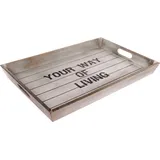 Myflair MÖBEL & Accessoires Tablett "Ewi, grau" Dekotablett mit Schriftzug, Shabby Optik
