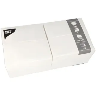 Papstar Servietten, 3-lagig 1/8-Falz 33 cm x 33 cm weiss