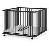 Sämann – make a difference. Laufgitter, Schwarz, Holz, Echtholz,Buche, 100x74x100 cm, Babymöbel, Laufstall Baby