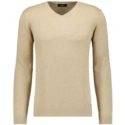 V-Ausschnitt-Pullover RAGMAN, Herren, Gr. 54, beige (beige, melange), 100% Baumwolle, casual, V-Ausschnitt, Langarm, Pullover