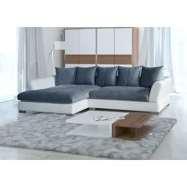Fun Möbel Couchgarnitur TORRIS L-Form in Weiss- Anthrazit / Ottomane, Links