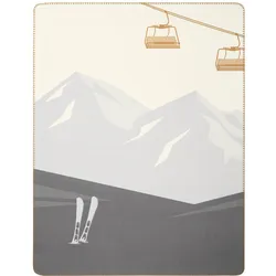 Wohndecke BIEDERLACK "Wohndecke Mountain View", grau, B:150cm L:200cm, Baumwolle, Polyester, Wohndecken, mit schönen Alpenpanorama