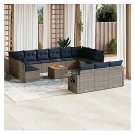 vidaXL Gartensofa-Set 14-tlg. grau Polyrattan