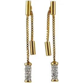 Buckley London Paar Ohrhänger BUCKLEY LONDON "Messing vergoldet mit Kristallen", Damen, Gr. one-size, Messing, gelb (gelb, weiß), Ohrringe