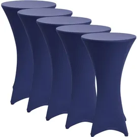 Beautissu Stehtischhusse Stretch Blau Ø 70 cm 5er Set