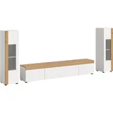 INOSIGN Wohnwand Svala, Breite 180 cm, Wohnkombination, (Set, 3-St), stehend u. hängend montierbar, Vitrinenschränke, Lowboard weiß