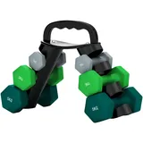 Set Aus Sechseckigen Kurzhanteln, Krafttrainingshanteln, 2 X 1 Kg, 2 X 3 Kg, 2 X 5 Kg, Mit Umbaubarem Hantelständer