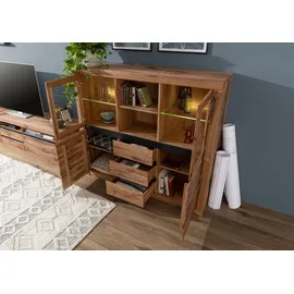 MASSIVMOEBEL24.DE Highboard 155 x 140 x 43 cm Braun