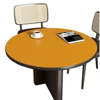 CIEEIN CIEHT PU Tischdecke Tischmatte Schreibtisch Tischfolie Rund Schutzfolie Tischfoli Tischschutz Matte Wasserdicht Dark Blau+Orange Rund 60cm
