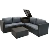MONSTER SHOP Rattan Modular Gartenmöbel 6-teiliges Sofa-set in Schwarz mit Kissen, Couchtisch
