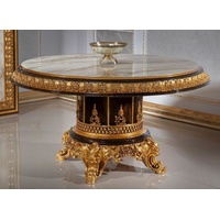 Casa Padrino Beistelltisch Luxus Barock Konferenztisch Weiß / Dunkelbraun / Gold - Prunkvoller Massivholz Büro Tisch im Barockstil - Barock Büro Möbel - Edel & Prunkvoll