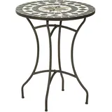 Dehner Gartentisch Diana, Ø 60 cm, Höhe 72 cm, Metall, mosaikoptik, braun/grau/weiß