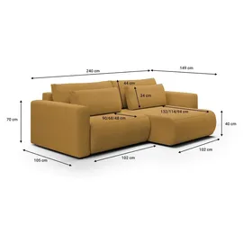 petits-meubles Eckcouch 3-Sitzer Gelb