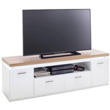 MCA Furniture TV-Lowboard CALI, Weiß, - Wotan Eiche Dekor - B 156 cm - 2 Türen