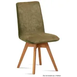 58 aufm Kessel Esszimmerstuhl Küchenstuhl drehbar (2er-Set) Donni 47x92x60 Eiche geölt/Marsala (Lieferung bis Verwendungsstelle, 2 St), Stabiles Gestell aus Massivholz pflegeleichter Bezug aus Microfaser grün