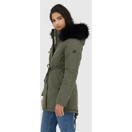 Alife & Kickin Winterjacke ALIFE & KICKIN "Damen KierseyAK A Winterjacke, gefütterte Jacke", Damen, Gr. M, grün (olive drab), 100% Polyester, Jacken Winterjacke, Kurzer Mantel mit weichem Teddy-Innenfutter und abnehmbarer Kapuze