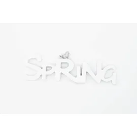 HEITMANN DECO - Polyresin - Schriftzug Spring - weiß - Frühlingsdeko - ca. 19,2 x 1,2 x 6,5 cm