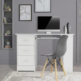 ML-Design Schreibtisch Weiß, Stauraum, 3 Ablageflächen Arbeitstisch Bürotisch Computertisch Laptoptisch PC Tisch, für Heim/büro