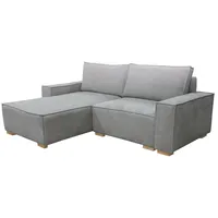 MEBLE-LUX - Ecksofa Cord mit Schlaffunktion und Bettkasten Sven I Cord Sofa L Form 235cm Breit I Eckcouch Cord mit Schlaffunktion I Federkern I Linke Ottomane Sofa Hellgrau