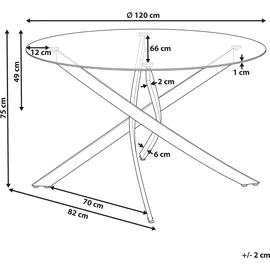Beliani Esstisch Ø 120 cm transparent/gold