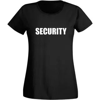 T-Shirt Security Sicherheitsdienst Party Sicherheit 15 Farben Damen XS - 3XL Türsteher Verkleidung Kostüm feiern Malle Karneval Fasching, Größe:M, Farbe:schwarz - Logo Weiss - M
