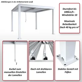 Mendler Pergola MCW-L46 Anthrazit 10 cm Alu-Gestell 3 x 3 m
