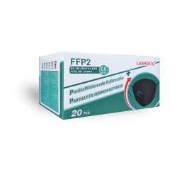 LEIKANG® FFP2 NR Atemschutzmaske, ohne Ventil, schwarz LK-088-1 , 1 Karton = 50 Boxen à 20 Stück = 1000 Stück, einzeln verpackt