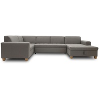 DOMO. Collection Sugar Wohnlandschaft, Sofa, Couch, Polstergarnitur, Moderne U-Form, hellgrau, 162x333x199 cm