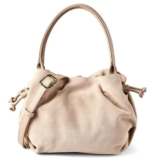 Hey Marly Cool Companion Suede Handtasche Leder 28 cm  grau