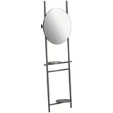 Livetastic Standspiegel, Anthrazit, Metall, Glas, rund, 60x180x27 cm, Ablage, Spiegel, Standspiegel