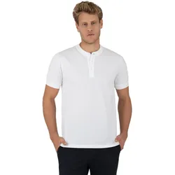 T-Shirt TRIGEMA "TRIGEMA Henley Shirt mit Knopfleiste", Herren, Gr. L, weiß, 100% Baumwolle, Basic, Halbarm, Shirts