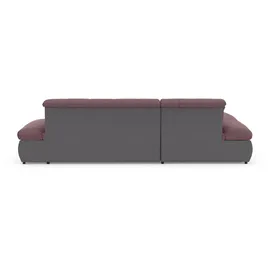 DOMO collection Ecksofa »Moric, L-Form, XXL-Sofa - Breite 300cm«, wahlweise mit Bettfunktion und Armteilverstellung, grau-beere bunt