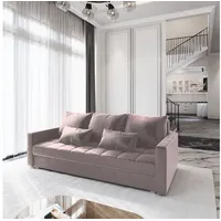 Masseno Sofa SIRO mit Schlaffunktion, Schlafsofa, Couch mit Bettkasten rosa