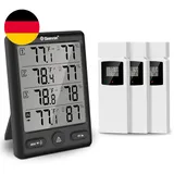 Geevon Funk Thermometer Innen Außen Mit 3 Fernsensoren, Thermometer Hygrometer F