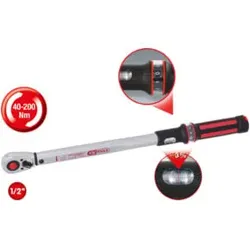KS Tools Aktion 1/2" ERGOTORQUE®precision Ratschen-Drehmomentschlüssel, 40-200Nm, rot