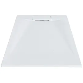 Beliani Duschwanne Weiß SMC-Masse Steinoptik Flach Rechteckig 80x120 cm mit Ablauf Seitlich Ablaufgarnitur Ablaufrinne Schürze 3 cm Hoch Duschtasse - Weiß