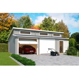 Lasita Maja Blockgarage »Hawaii«, BxT: 820 x 579,6 cm (Außenmaß), Holz - grau