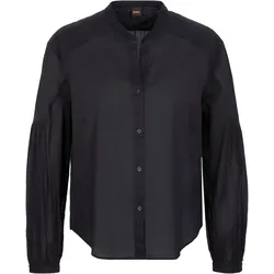 Klassische Bluse BOSS ORANGE "C_Berday_1 Premium Damenmode", Damen, Gr. 40, schwarz (schwarz 001), Web, Obermaterial: 100% Baumwolle, unifarben, casual, regular fit hüftbedeckend, Serafino, Langarm weit, Blusen, mit Ballonärmeln