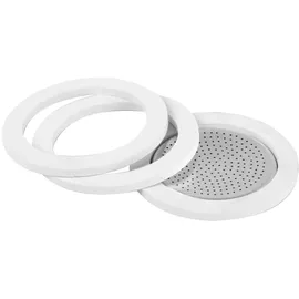 Aeternum Aeternum, Ricambi Espressokocher aus Aluminium, 2 Dichtungen + 1 Platte, kompatibel mit Espressokochern 1 Tasse, hergestellt in Italien