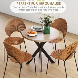 Homcom Küchentisch 75 x 75 x 75 cm rund braun