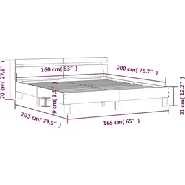 vidaXL Bettgestell mit Kopfteil und LED-Beleuchtung Weiß 160x200 cm