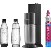 Sodastream Duo schwarz + Glaskaraffe + PET-Flasche + Zylinder