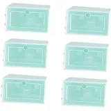 DIKACA 6 Stücke Stapelbare Schuhboxen Transparente Kunststoffboxen Platzsparender Kleiderschrank Organizer Grün