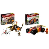 LEGO 71782 NINJAGO Coles Erddrache EVO & 71780 NINJAGO Kais Ninja-Rennwagen EVO 2in1 Rennwagen Spielzeug zu Geländewagen-Fahrzeug, Modellbausatz für Jungen und Mädchen ab 6 Jahren