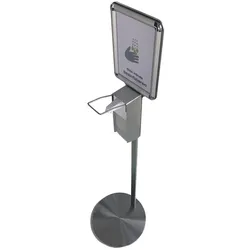 Hygienestation HS-600 mit Schild für Desinfektionsmittel | 500ml Behälter | Sockel Edelstahl verkleidet