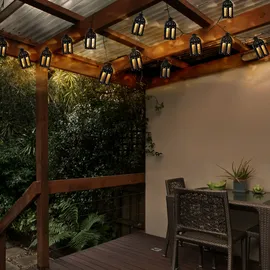 Nowa Lichterkette Solarleuchten Aussen LED Solarlampe Gartenlampe Dekoration in Laternenform, Kunststoff schwarz, 30x LED warmweiß, L 200 cm