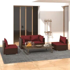 vidaXL 4-tlg. Garten-Lounge-Set mit Auflagen braun