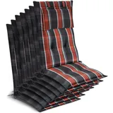 Beautissu Hochlehnerauflage 7x Premium Hochlehnerauflage 120x50x7cm, Grau-Oranage-Weiß-Kariert, Gartenstuhlauflage Hochlehner - Robuster Stoff & UV-Lichtechtheit bunt|grau