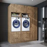roomart S1 Waschmaschinen-Schrankwand 194 cm Schwarz/Eiche Holz